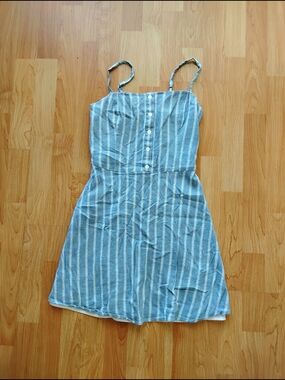 Hollister Blue and White Striped Mini Sundress